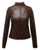 WOMAN LEATHER JACKET CODE:  05-W-FOUR ZIP (BROWN)